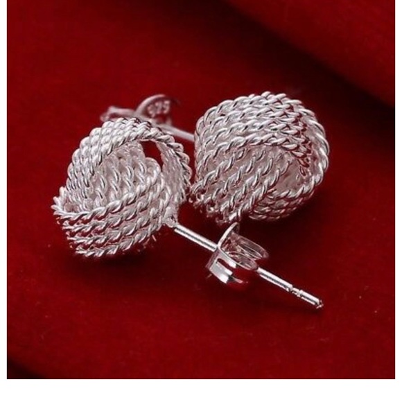 New love knot SS 925 robe studs earrings stud - Picture 2 of 3